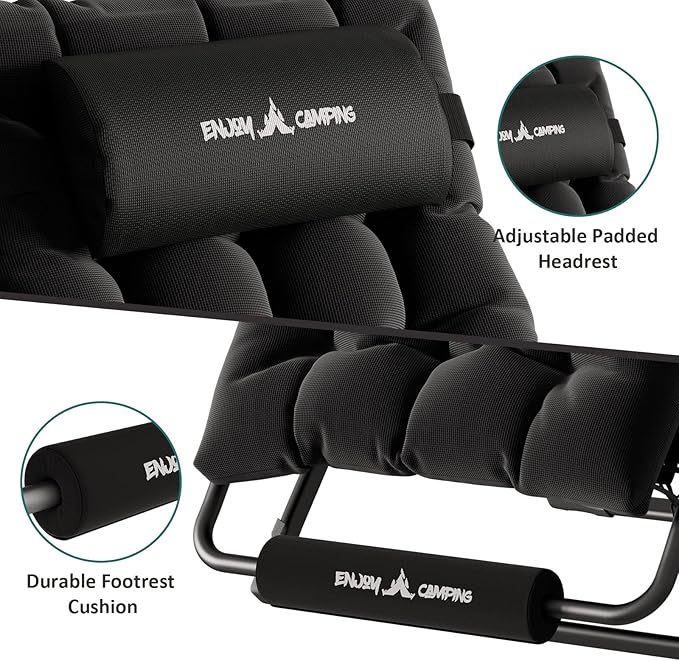 UDPATIO Oversized Zero Gravity Chair 29In XL Patio Reclining Chair with Cushion, Outdoor Folding Recliner with Pillows|Cup Holder|Foot Rest|Padded Headrest, Black, Support 500LB UDPATIO