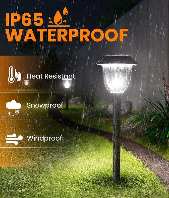 AOSEA 2 Pack Solar Outdoor Lights, IP 65 Waterproof Solar Powered Driveway Lights, Auto On/Off Path Landscape Lighting for Yard, Patio, Landscape, Pathway, Cool White AOSEA