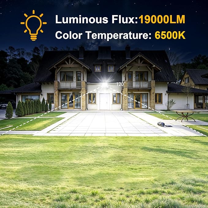 Onforu 200W Flood Lights Outdoor,19000lm Bright LED Work Light with Plug,6500K Daylight White LED Flood Lighting,IP66 Waterproof Security Yard Lights for Yard Garage Stadium 2 Pack Onforu