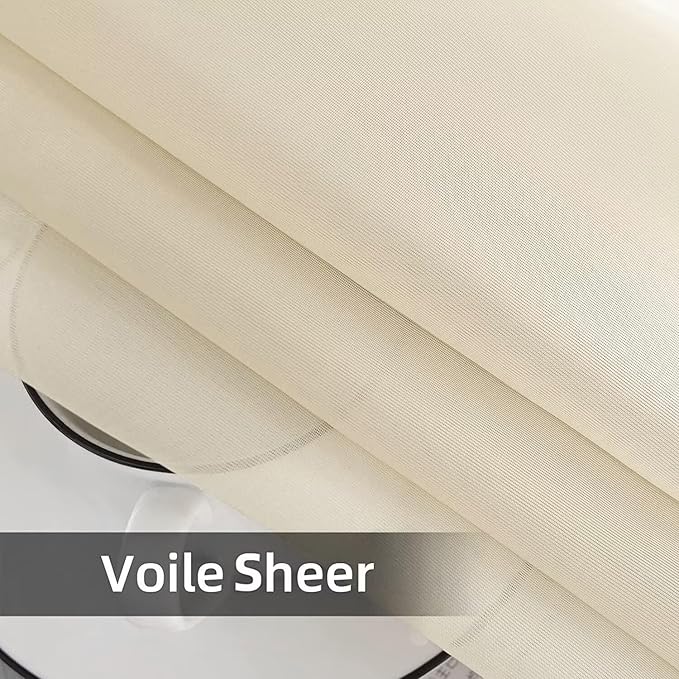 SpaceDresser Waterproof Outdoor Sheer Curtains for Patio - 2 Panels Rod Pocket Indoor Voile Sheer Curtain for Living Room,100W x 108L inch, Ivory SpaceDresser