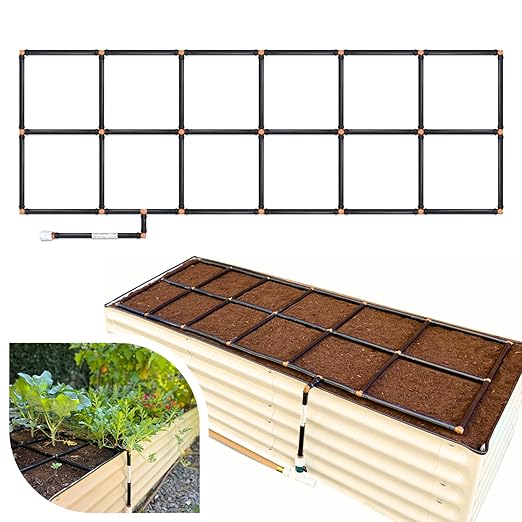 Garden Grid Watering System | Raised Garden Bed Drip Irrigation System – But Better | Pre-Assembled, Waters Every Plant Evenly, 1-Minute Setup | Square Foot Gardening Grid | US-Made (Standard, 2x6) GardenInMinutes