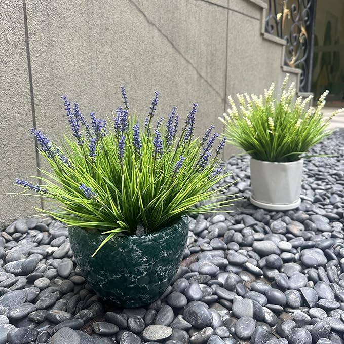 alyptus Artificial Flowers for Outdoors 24 Bundles Fake Monkey Grass Plants Outdoor Plastic Purple Flower Outside Green Leaf Decoration for Patio Pot Décor (24 Bundle Purple Flowers) ALYPTUS