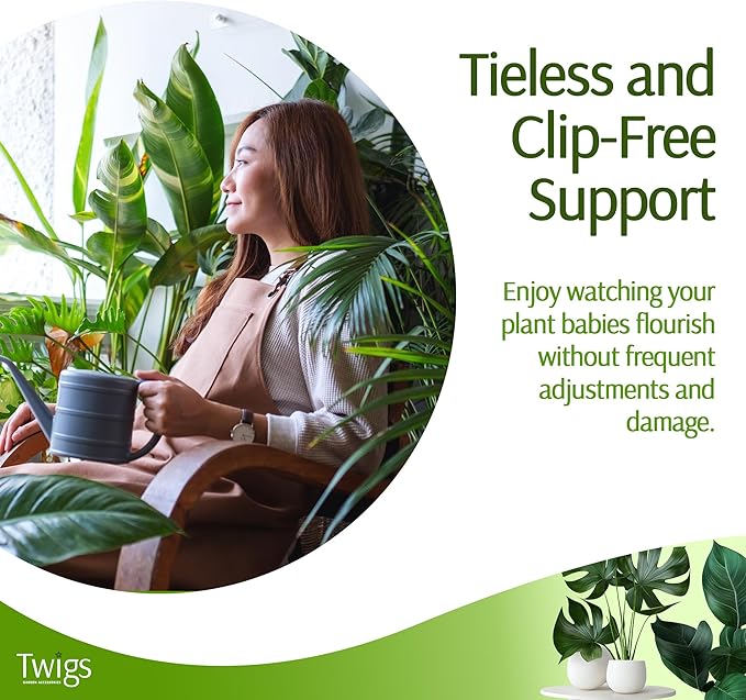 Mini Twigs Plant Support Stakes for Small Plants, Indoor & Outdoor Use, Gardening Supplies, Garden Accessories, Trellis & Ring Alternative, Made in USA - Moonstone, 10 Pack, 12" L TwigsGardenAccessories