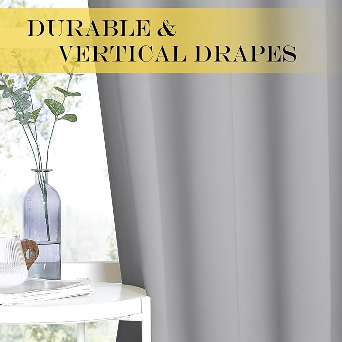 NICETOWN Sliding Door Window Treatment Blackout Patio Door Curtain Panels, Privacy Thermal Drapes for Bedroom Living Room Department with Grommet Top (Silver Grey, W66 x L110) NICETOWN