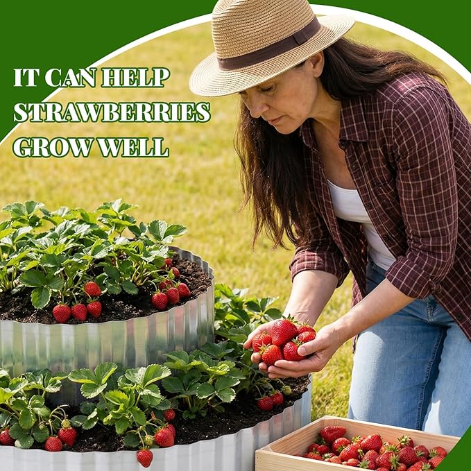 Pyramid Garden Kit, Strawberry garden Planter, 6 ft Diameter Base, Includes 3 Metal Bands, Sprinkler, Gloves, Hose, Plastic Connector for Herbs, Flowers, Ideal Gardening Gift for Yard Patio Rootora