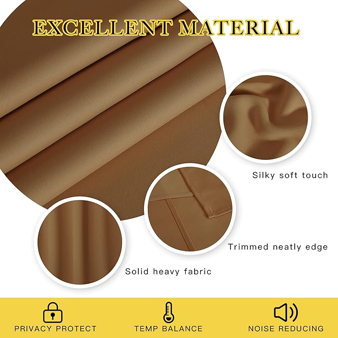 NICETOWN Patio Curtain for Sliding Glass Door - Grommet Blackout Thermal Curtain Room Darkening Sound Reducing Drape for Bedroom/Living Room (Gold Brown, 1 Panel, W100 x L84) NICETOWN