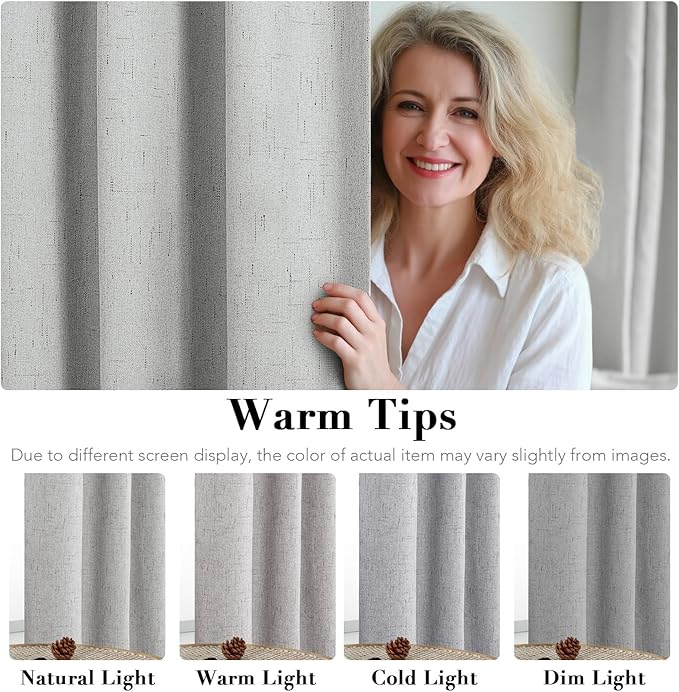 H.VERSAILTEX 100% Blackout Curtains for Bedroom Thermal Insulated Linen Textured Curtains Heat and Full Light Blocking Drapes Living Room Curtains 2 Panel Sets, 42x54 Inch, Glacier Gray HVERSAILTEX