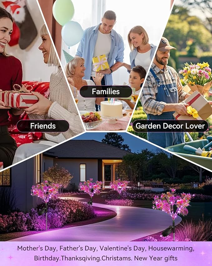 Neporal Solar Garden Lights, 6PK Purple Phalaenopsis Solar Flowers Outdoor Waterproof, Solar Lights Decorative for Garden,Yard Decor, Outdoor Decor Neporal