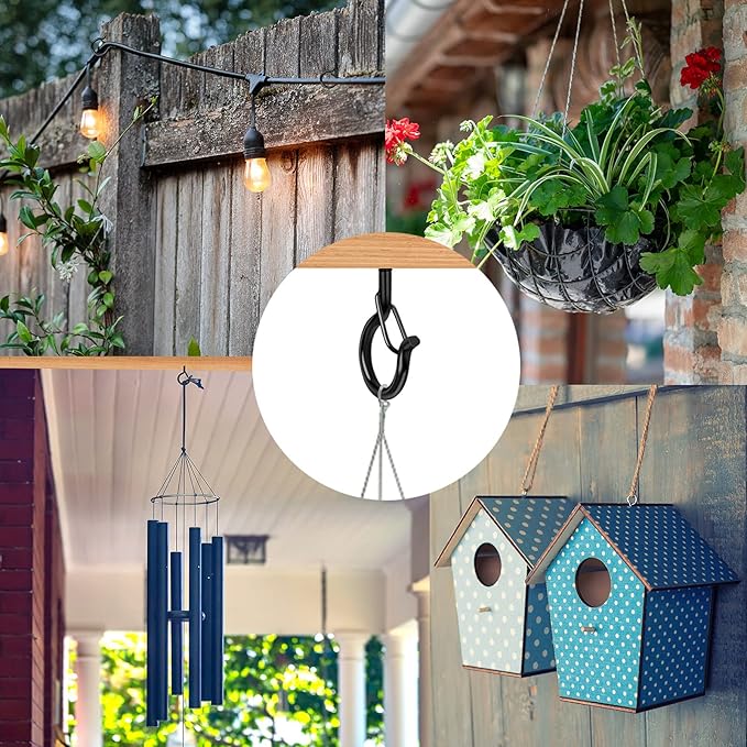 24 PCS Q-Hanger Hooks, Screw Hooks for Outdoor String Lights, Safety Buckle Design Cup Eye Hook for Hanging Christmas Lights, Plants, Wind Chimes, Mounted on Wall Ceiling, Include 1 Wing Nut Driver FSAH