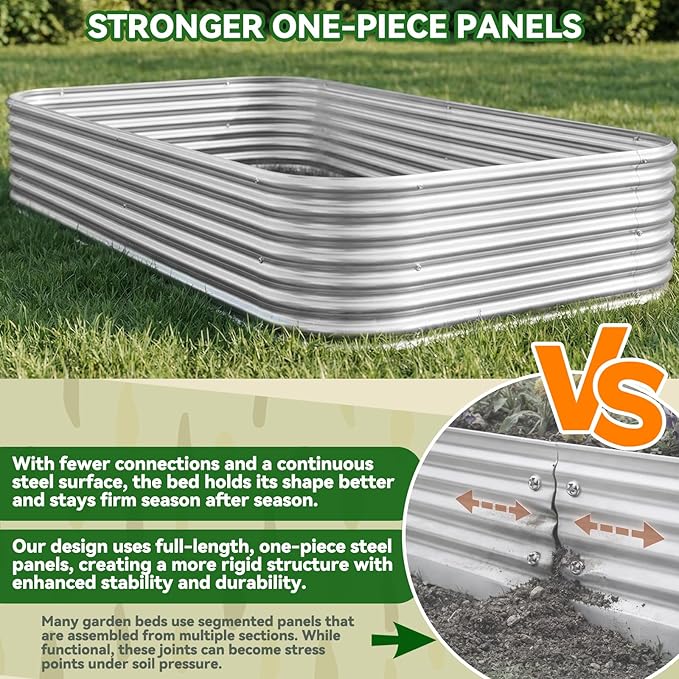 4 Pack Raised Beds for Gardening, Corrugated Galvanized Steel Raised Garden Bed, Outdoor Metal Above Ground Garden Bed for Vegetables and Flowers-4x2FT OZMSHF