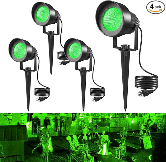 T-SUN Green Spotlight Outdoor, Waterproof LED Landscape Lighting with US Plug, Easy Install 270° Adjustable Outdoor Spot Lights for Garden Tree Yard Decor T-SUN