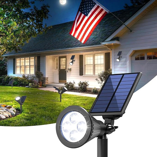 Solar Lights Outdoor Waterproof IP65,6500K Super Bright LED,2 Lighting Modes, Solar Powered Yard Garden Solar Spot Lights for Flag Landscape Auto On/Off-1 Pack JEJOT