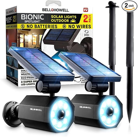 Bell+Howell Bionic Spotlight LED Solar Lights Solar-Powered Spot Light with 25 Feet Motion Sensor Outdoor Waterproof Frost Resistant Yard Outdoor Lighting As Seen On TV (Original, Set of 2) BellHowell