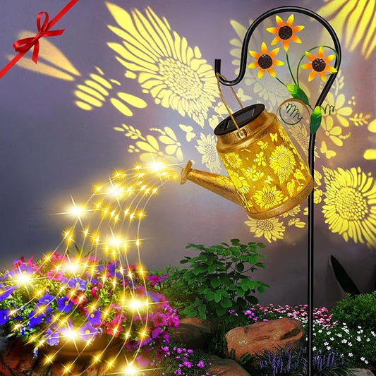 Christmas Gifts Solar Solar Lanterns Garden Decor Sunflower Lights, Large Hanging Lantern with Shepherd Hook, Waterproof Outdoor Decor for Landscape Pathway Yard, Gifts for Mom Women Mothers Day OSTRITEC