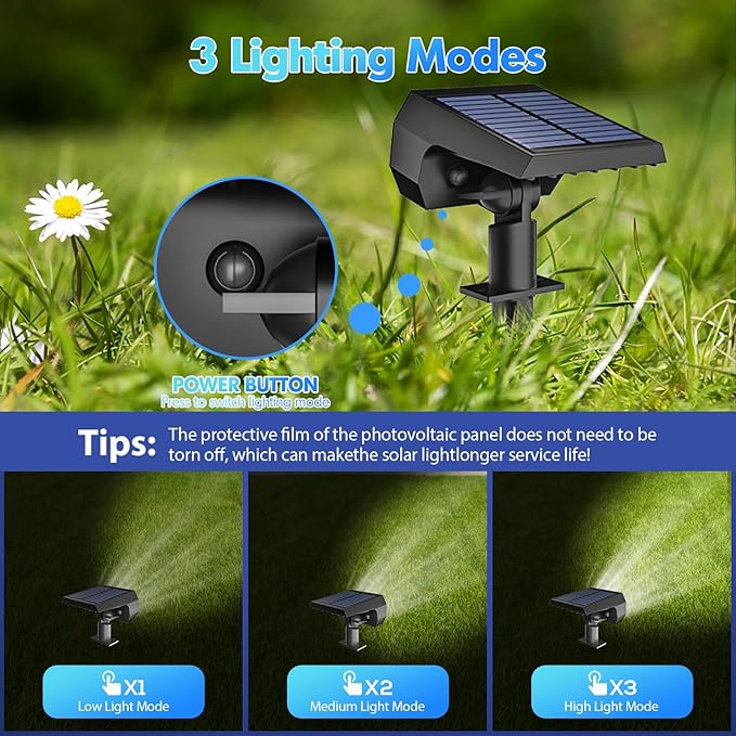 NYMPHY Solar Lights Outdoor Waterproof IP68, 56 LED 3 Lighting Modes Solar Powered Garden Yard Spot Solar Lights for Outside Landscape- 6 Pack (Cool White) NYMPHY