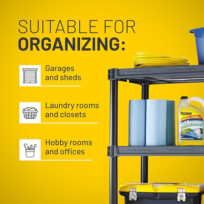 Plano 5-Shelf Extra Heavy Duty Plastic Storage Shelves, 72.5” x 36” x 24”, 1000lb Capacity, Pantry, Office, Closet and Garage Shelves, Easy to Assemble, Durable Plastic Shelving Unit PLANO%C2%AEOutdoors