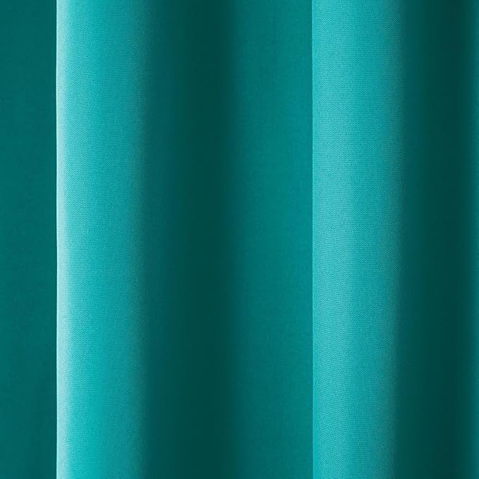 TOWN & COUNTRY BASICS Cabana Solid Heavyweight Indoor Outdoor Curtains, Light Filtering Opacity with Grommet Top, Water Repellent, 2-Pack Set, 54"x84", Teal TOWN+%26+COUNTRY+BASICS
