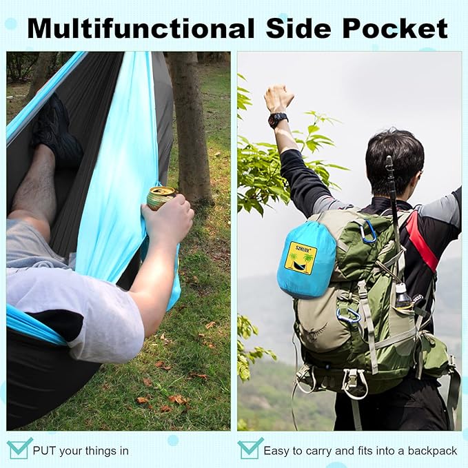 SZHLUX Camping Hammock Double & Single Portable Hammocks with 2 Tree Straps, Great for Hiking,Backpacking,Hunting,Outdoor,Beach,Camping SZHLUX