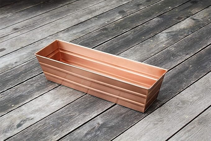 Achla Designs Copper PlatedWindow Flower Box Planter-Small (22" L x 6" W x 5" H) ACHLADesignsHomeGarden