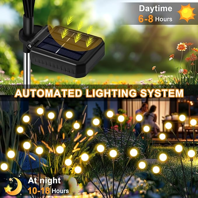 Solar Garden Lights Outdoor, 4 Pack 32LED Swaying Light Waterproof Solar Lights Outdoor for Yard Pathway Patio, Swaying Lawn Decor as Gardening Gifts for Women Holiday NBQQ