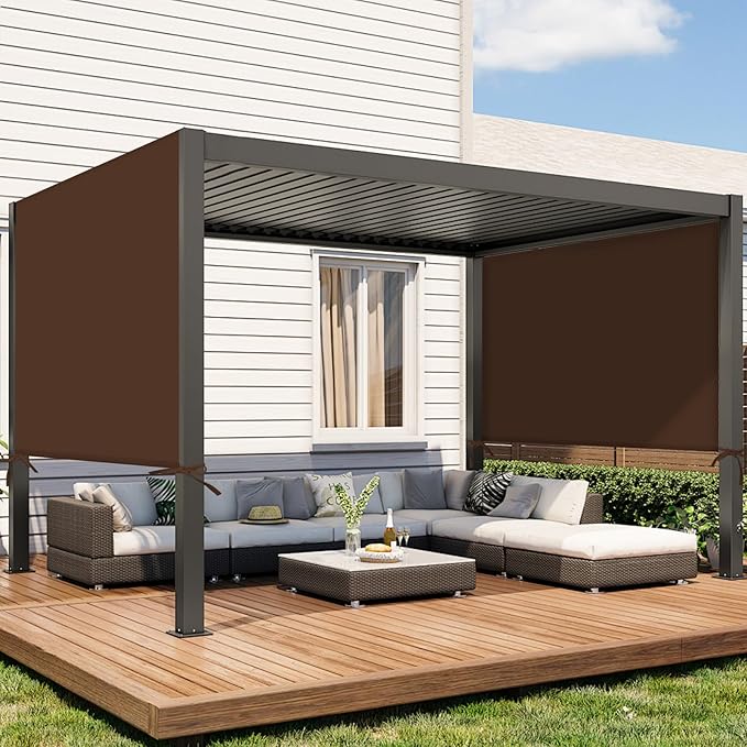 17x6.8 Ft Universal Pergola Replacement Canopy, Outdoor Canopy Shade Cover(Cover Only) (Coffee) TNGAN