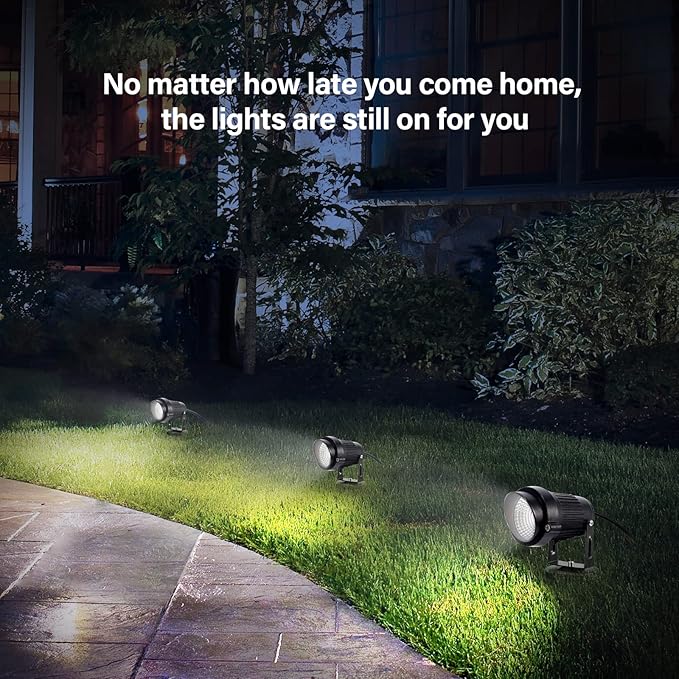 LemonBest Landscape Lights - 5W 110V Outdoor Spotlight - Waterproof IP65-3000K Cool White LED Landscape Lights - 5ft Cable for Yard Garden Patio Driveway House (Include Spike) (4 Pack) LemonBest