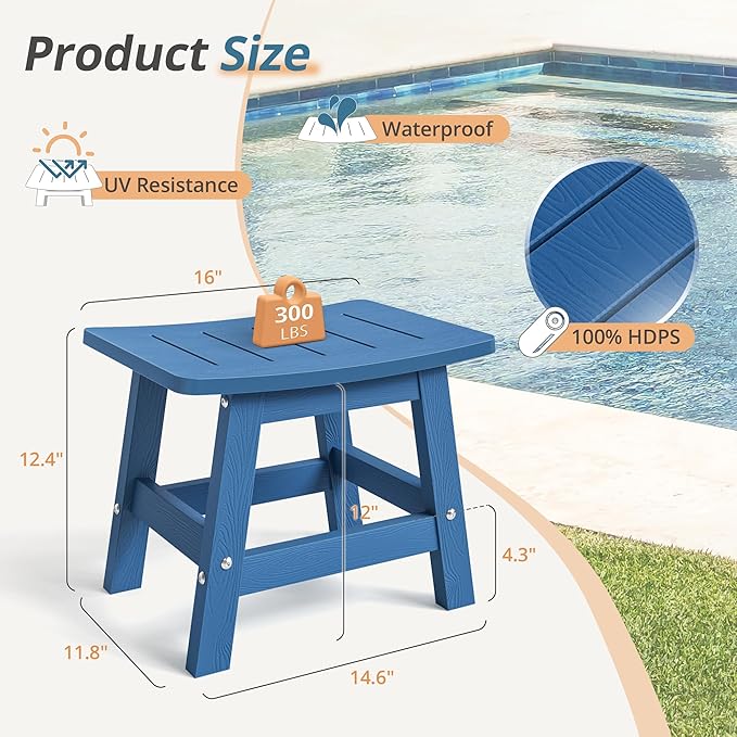 LUE BONA Outdoor Adirondack Ottomans, Footrest Footstool Set of 2, Outdoor Foot Rest for Patio, HDPS All Weather Waterproof Footrest Footstool for Adirondack Chair, Navy Blue LUEBONA