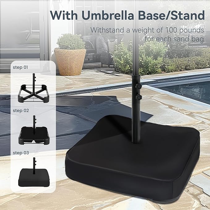 PHI VILLA 15ft Large Patio Umbrellas with Base Included, Outdoor Double-Sided Rectangle Market Umbrella with Crank Handle, for Poolside Lawn Garden, Cyan PHIVILLAThepioneerofcomfortablehouseholdsupplies