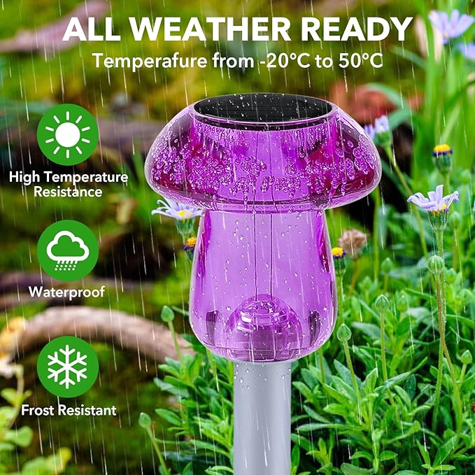 Solar Lights Outdoor, 8 Pack Mushroom Lights Outside Waterproof, Solar Powered LED Lighting for Garden, Yard, Landscape, Path, Pathway, Lawn, Walkway, Driveway, Backyard Halloween Decor (Purple) SolarOutdoorLights