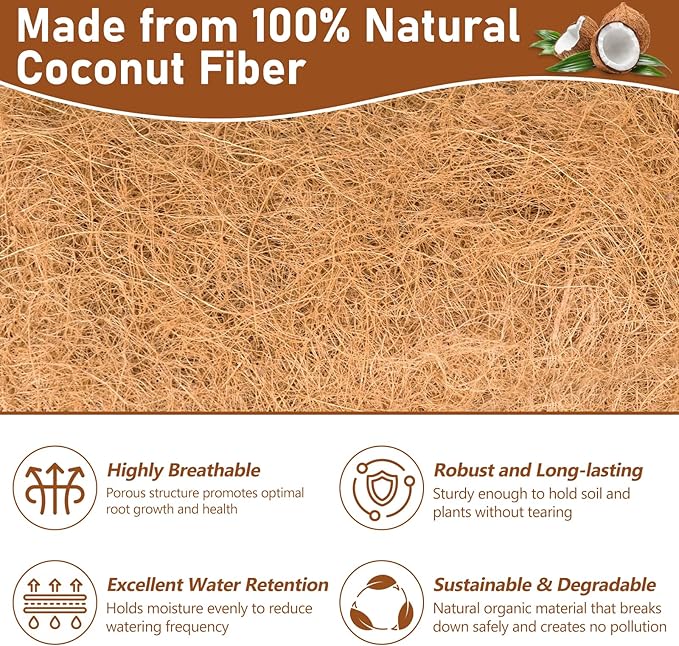 Riare 2 Pack 48 Inch Rectangle Coconut Liners for Planters, Natural Coconut Fiber Planter Liners, Window Box Liner Trough Coco Liner for Outdoor Flower, Garden Wall, Deck & Fence Planter Boxes Riare