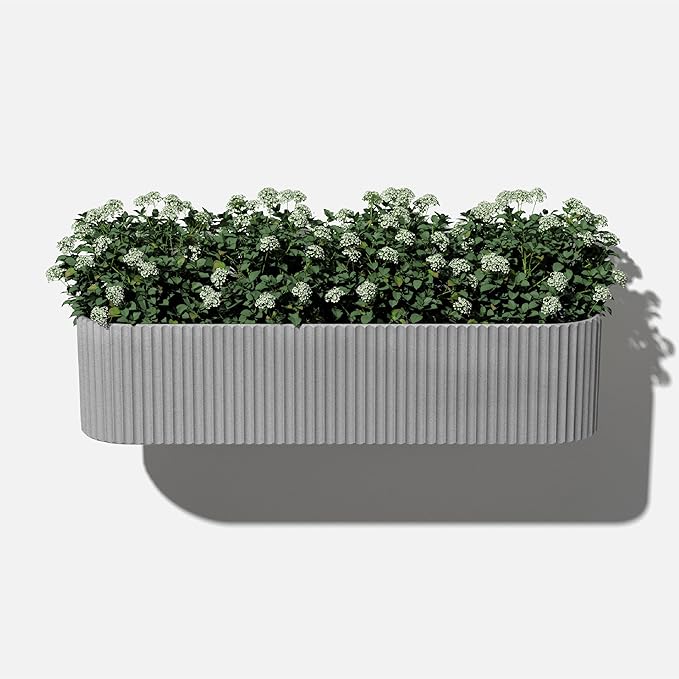 Veradek Demi Series Railing Planter - Hanging Planter Box for Windowsill/Balcony | Plastic-Stone Composite w/Railing Bracket | Modern Décor for Flowers VeradekOutdoor