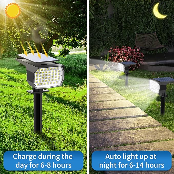 Solar Spot Lights Outdoor 10 Pack, [46 LED/3 Modes] Solar Landscape Spotlights Waterproof, 2-in-1 Auto On/Off Solar Powered Lights for Outside Yard Garden Wall Pathway(Cool White) TadyrealSolarLights