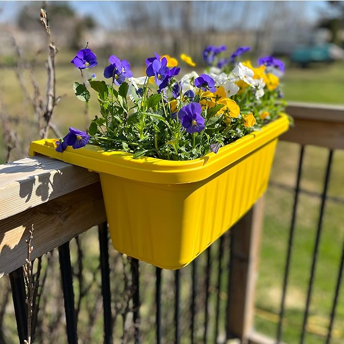 Apollo Exports International 20" Adjustable Railing Planter, Yellow Apollo+Exports+International