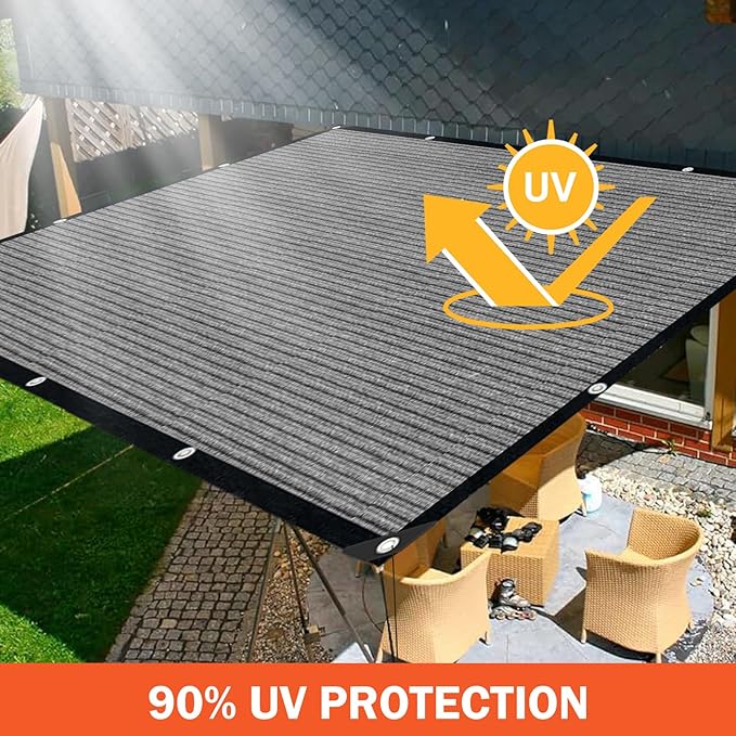 Sun Shade Cloth with Grommets,90% UV Protection Shade Fabric,Pergola Shade Cover Canopy Fence Privacy Screen Balcony,Sunshades for Patio Pergola Garden Backyard Porch Outdoor,Grey-5x10FT IMSGVIFO