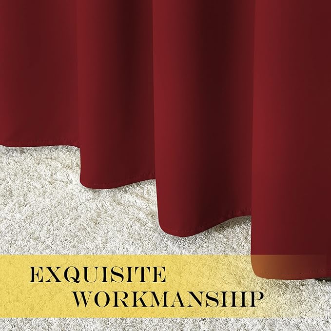 NICETOWN Blackout Blinds for Sliding Door - Indoor Slider Curtains for Patio, Wide Width Drapes for Living Room (Burgundy Red, 100 inches Wide x84 Long) NICETOWN