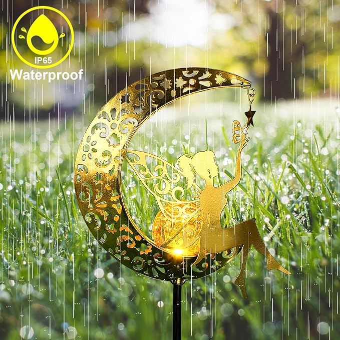 ZKLiLi Solar Lights Garden Decorations,Moon Fairy Light,Solar Statues Outdoor Decor,Warm LED Light for Pathway Lawn Patio Courtyard Gifts for Mom Grandma Women ZKLiLi