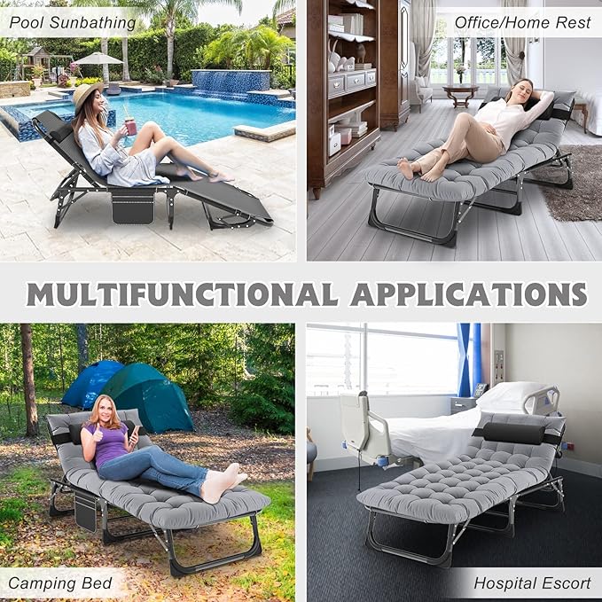 ABORON 2PK Chaise Lounge Chair,5 Positions Padded Outdoor Tanning Chair,Heavy Duty Portable Lounge Chair for Outdoor Sunbathing Patio Pool Lawn Deck Poolside,Support up to 440 Lbs ABORON
