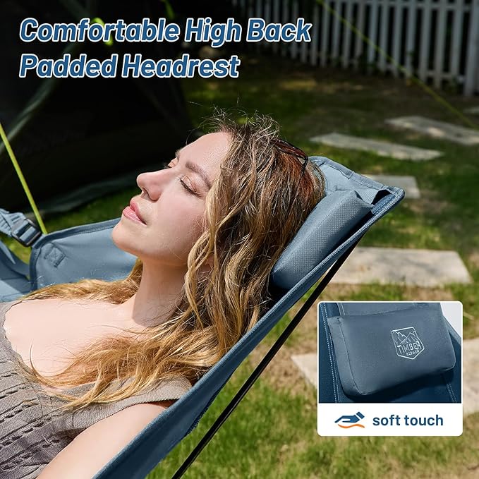 TIMBER RIDGE Hammock Camping Chair with Adjustable Backrest, Heavy Duty Folding Hammock Chair Supports 300lbs, Portable Hammock Chair for Camping, Travelling and Patio, Blue 2 Pack TIMBERRIDGE