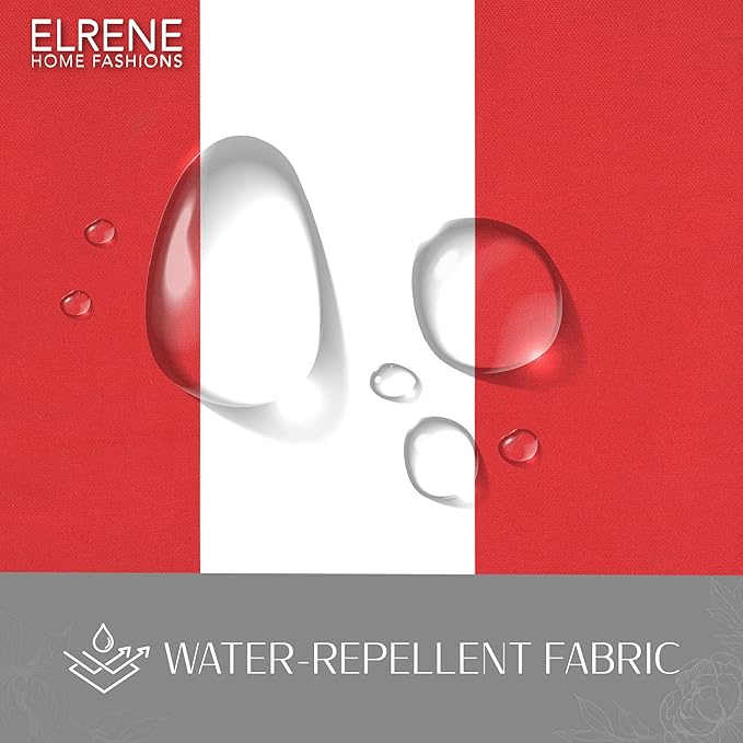 Elrene Home Fashions Highland Stripe Indoor/Outdoor Curtain Panel, 50 inches X 84 inches, Red ElreneHomeFashions