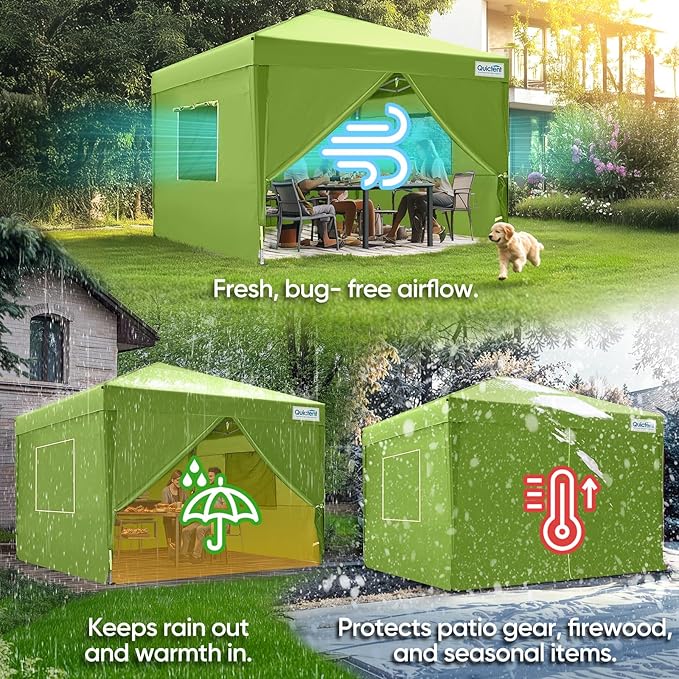 Quictent Privacy 8x8 Pop up Canopy Tent with Sidewalls and Roll-up Ventilated Windows, One Person Easy Setup, Outdoor Commercial Gazebo Shelter Enclosed Waterproof, Bonus 4 Sandbags QUICTENT