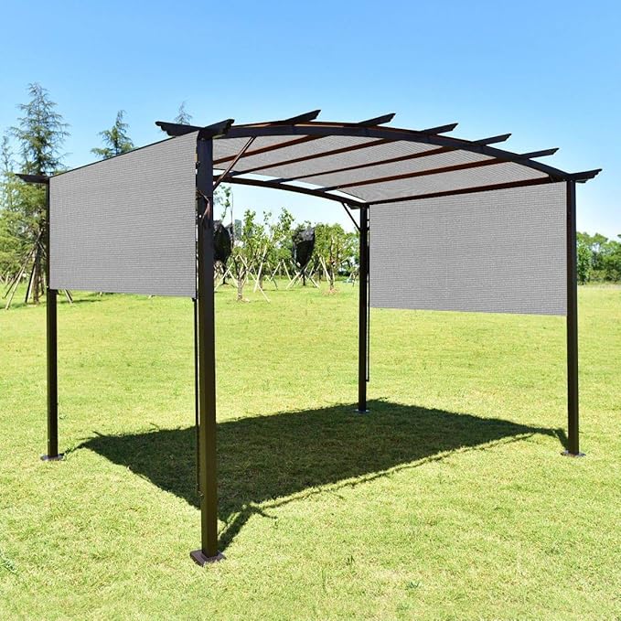 Eden's Decor Straight Flat-Edged Sun Shade Sail Rectangular 11' x 21' Grey UV-Blocking Outdoor Canopy Fabric Cloth Awning for Pergola Patio Garden Backyard Custom Size EdensDecorInc