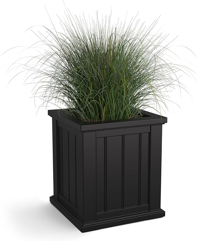 Mayne Cape Cod 16-Inch Square Planter – Self-Watering, Weather-Resistant Planter for Flowers – Durable Outdoor Design for Patio, Porch, or Entryway Mayne
