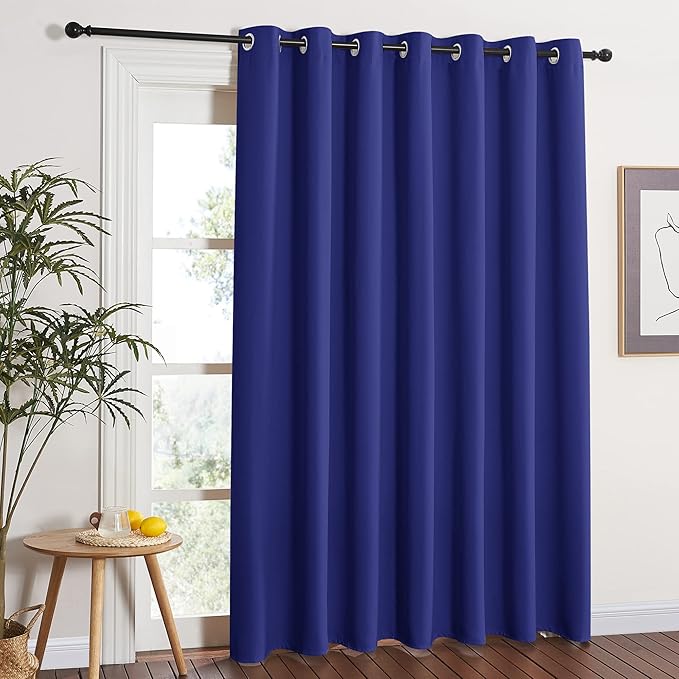 NICETOWN Blackout Curtain for Sliding Door - Patio Door Curtains, Thermal Insulated Wide Drapes/Draperies for Bedroom (Dark Blue, 100 by 84-Inch) NICETOWN