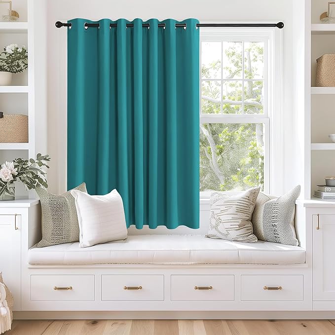 NICETOWN Blackout Curtains 63 inches Long for Living Room Bedroom, Grommet Thermal Insulated Room Divider Drape Window Treatment for Sliding Patio Door, W100 x L63, 1 Panel, Peacock Teal NICETOWN