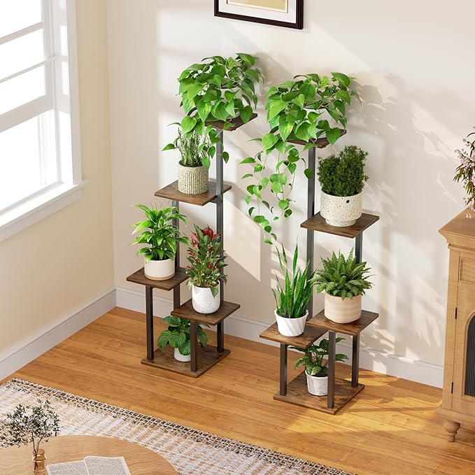 LATIBELL Plant Stand Indoor with Grow Light - 2 Pack Metal Plant Shelf for Indoor Plants Multiple, 5 Tiered Corner Plant Stand Shelves, Plant Rack Display Flower Holder for Living Room Patio Balcony LATIBELL