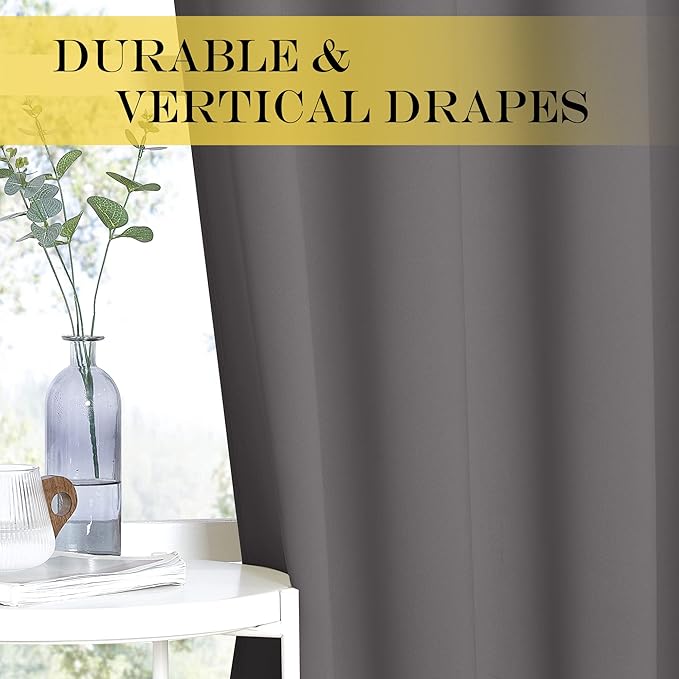 NICETOWN Grey Blackout Curtain 84 inches Long for Bedroom - Thermal Insulated Window Treatment with Grommet Room Darkening Thermal Insulated Panel for Living Room, W52 x L84, 1 Panel NICETOWN