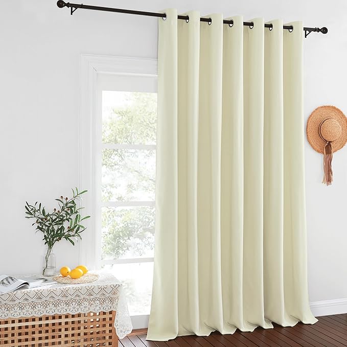 NICETOWN Blackout Patio Door Curtain Extra Wide and Long, Grommet Solid Room Darkening Window Treatment Thermal Insulated Blind for Living Room/Sliding Door, Beige, 1 Panel, W100 x L120 NICETOWN