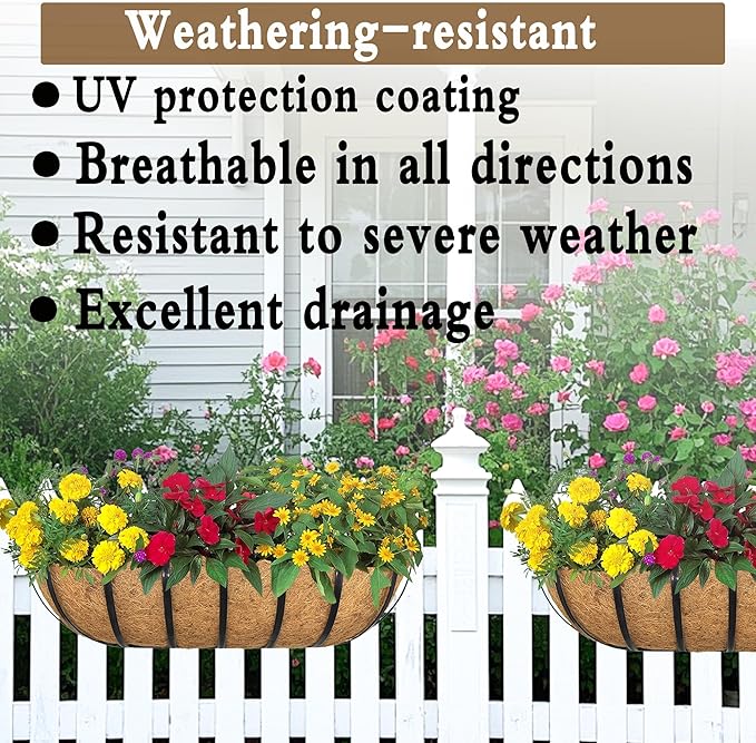 4pack 24-inch Window Sill Window Railing Planters with Cocoa Liner for Outdoor Balconies, Porches, Fences, Patio Railings SMYAXUNW