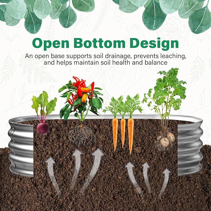 TATAANTY Galvanized Raised Garden Bed for Outdoor: 4X2X1ft Durable Metal Vegetable Plant Container Kit - Oval Planter Box for Gardening Flower Trough （2 Pack） TATAANTY