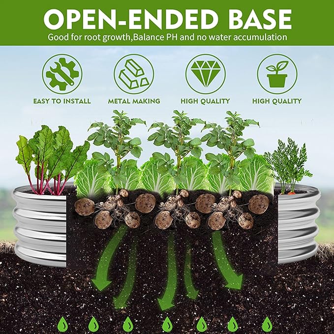 GADI Metal Raised Garden Bed 2Sets Galvanized Planter Box for Vegetables, Flowers, Herbs, and Succulents GADI